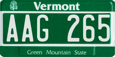 VT license plate AAG265
