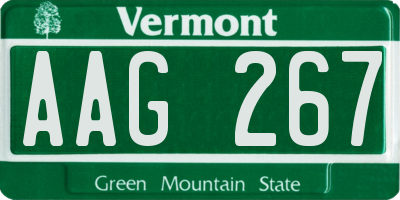 VT license plate AAG267