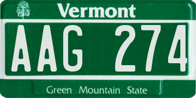 VT license plate AAG274