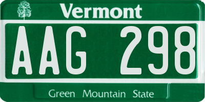 VT license plate AAG298