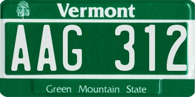 VT license plate AAG312