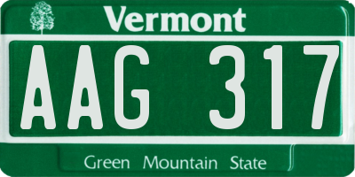 VT license plate AAG317