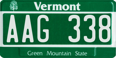 VT license plate AAG338