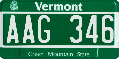 VT license plate AAG346