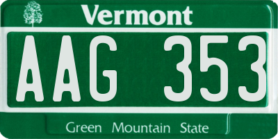 VT license plate AAG353