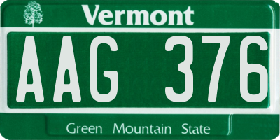 VT license plate AAG376