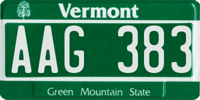 VT license plate AAG383