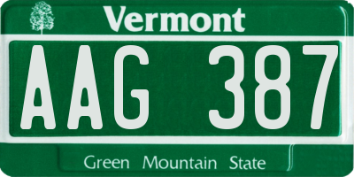 VT license plate AAG387