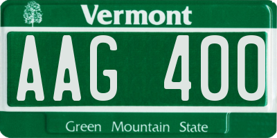 VT license plate AAG400