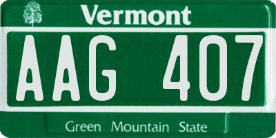 VT license plate AAG407