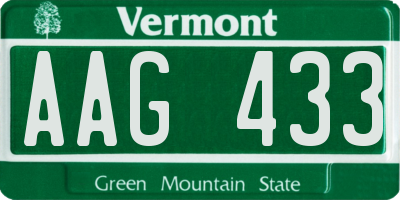 VT license plate AAG433