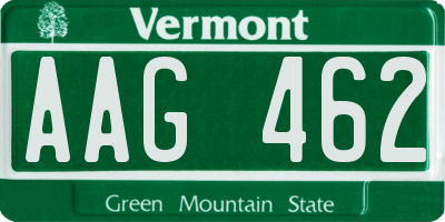 VT license plate AAG462