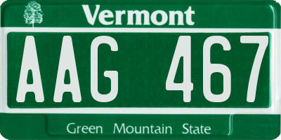 VT license plate AAG467