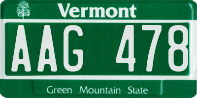 VT license plate AAG478