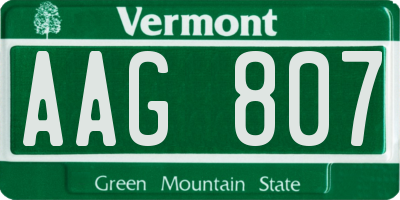 VT license plate AAG807