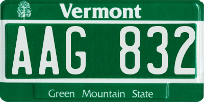 VT license plate AAG832
