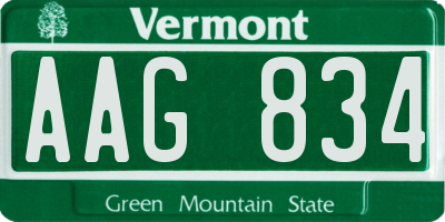 VT license plate AAG834