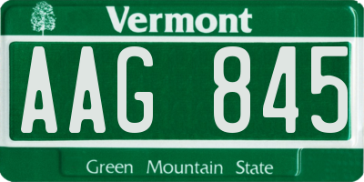 VT license plate AAG845