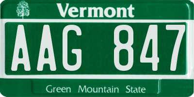 VT license plate AAG847