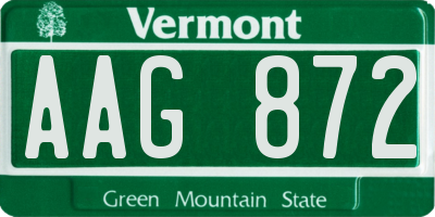 VT license plate AAG872