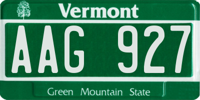 VT license plate AAG927