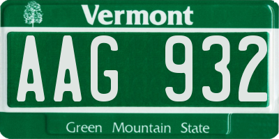 VT license plate AAG932