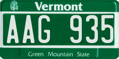 VT license plate AAG935