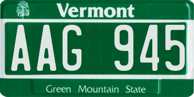 VT license plate AAG945