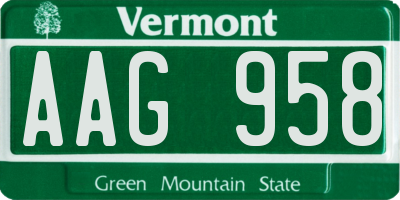 VT license plate AAG958