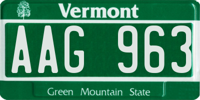 VT license plate AAG963