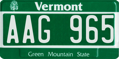 VT license plate AAG965