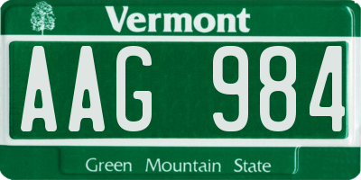 VT license plate AAG984