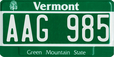 VT license plate AAG985