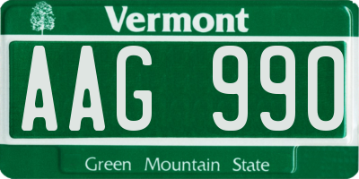VT license plate AAG990