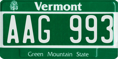 VT license plate AAG993