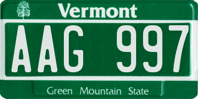VT license plate AAG997