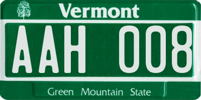VT license plate AAH008