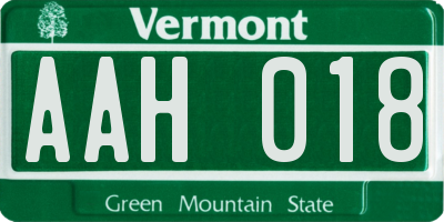 VT license plate AAH018
