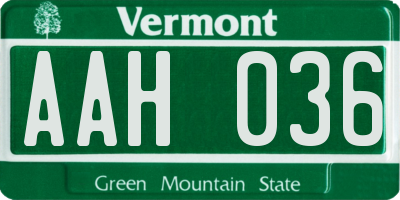 VT license plate AAH036