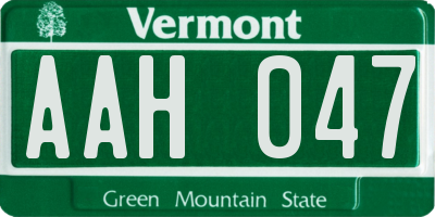 VT license plate AAH047