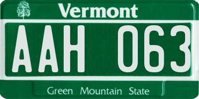 VT license plate AAH063