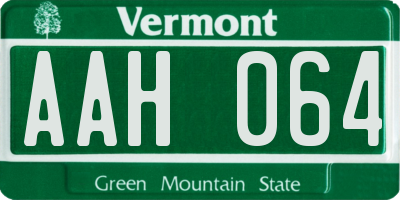VT license plate AAH064