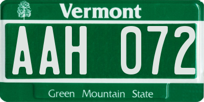 VT license plate AAH072