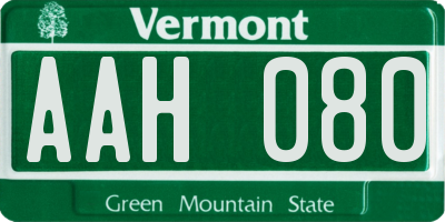 VT license plate AAH080