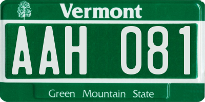 VT license plate AAH081