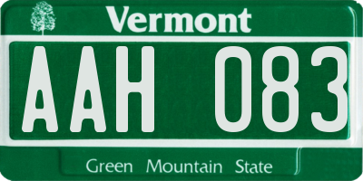 VT license plate AAH083