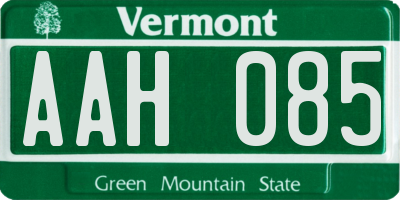 VT license plate AAH085
