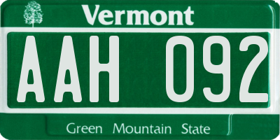 VT license plate AAH092