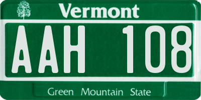 VT license plate AAH108