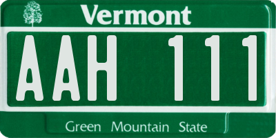 VT license plate AAH111